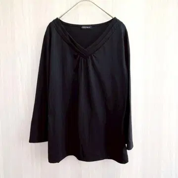 ESPRITMUR 상의 튜닉 티셔츠 V넥 긴팔 블랙 XL