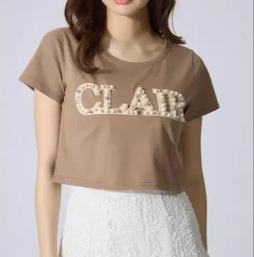 rienda 브라운 크롭 티셔츠 CLAIR 비쥬 펄