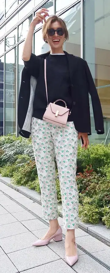 seventen by miho kawahito 꽃무늬 팬츠 핑크 S