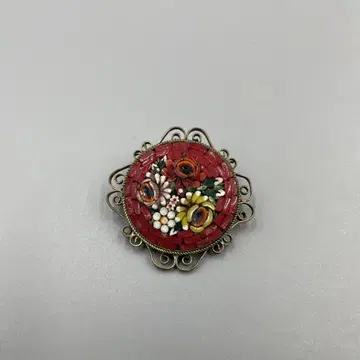 055 빈티지 꽃무늬 브로치 빨간색