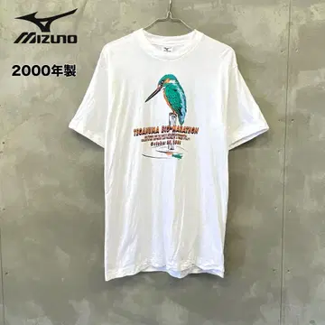 2000년 MIZUNO 마라톤 티셔츠 물총새 새 패턴 애니멀 티셔츠