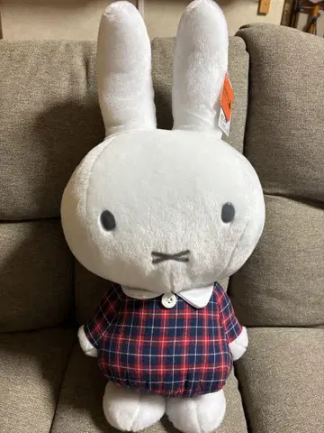 미피 봉제 인형 체크 무늬 약 30cm