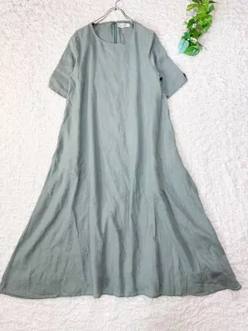 아파트 백화점 민트 그린 린넨 100% 맥시 길이 원피스