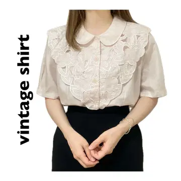 vintage shirt 레트로 셔츠 꽃무늬 레이스 일본제