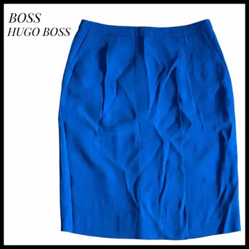 HUGO BOSS 보스 스커트 타이트 스커트 무릎 기장 블루 빅 사이즈