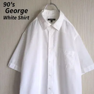 90s George 반팔 화이트 셔츠 무지 비즈니스 셔츠 구제 의류 L