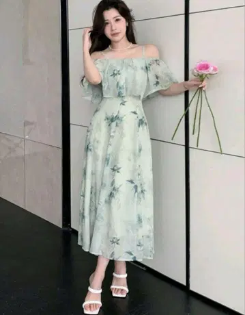 컨디션 최상] 민트 그린 롱 원피스