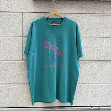 90s USA제 그린 원자 프린트 티셔츠 XL 사이즈 빈티지