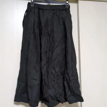 NARU 블랙 린넨 롱 스커트 허리밴딩