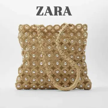 ZARA 자라 펄 우븐 토트백 바스켓 백 린넨 백