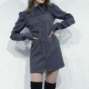 새상품급! EMODA 에모다 퍼프 슬리브 긴팔 미니 원피스 셔츠 원피스