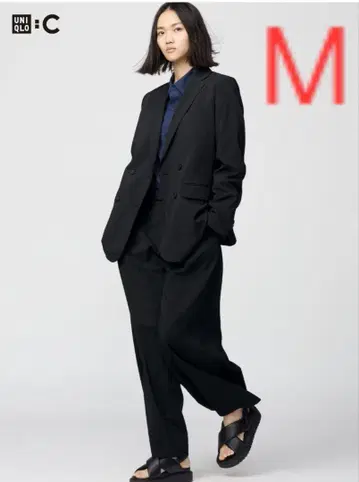 유니클로 C 감동 더블 자켓 릴랙스 핏 블랙 M 택 포함 새상품