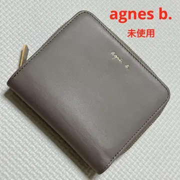 미사용 agnes b. 애니에스 베 가죽 접이식 지갑 그레이