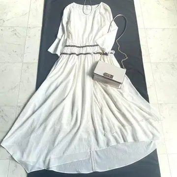 새상품급 모라비토 프리미어 페티코트 벨트 프릴 비대칭 롱 원피스 38