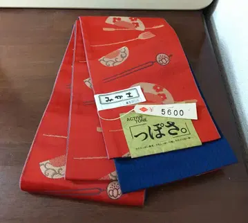 반폭 오비 화학 섬유 겉, 빗, 헤어콤 패턴 뒷면 네이비 명주 미사용품