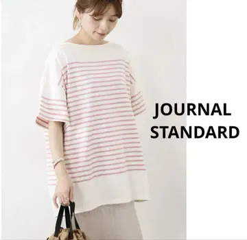 JOURNAL STANDARD 코튼 보더 하프 슬리브 풀오버