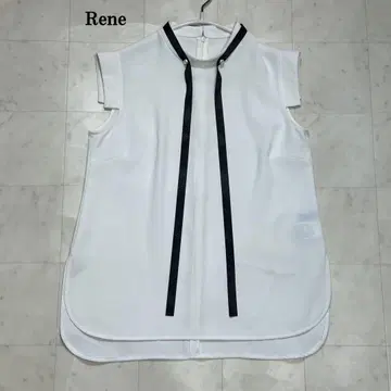 Rene 르네 블라우스 보타이 슬리브리스 화이트 펄 36