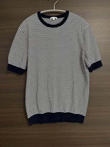 morris&sons 메리스 앤 선즈 보더 니트 반팔 네이비