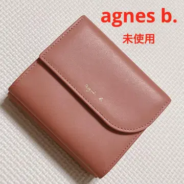 미사용 agnes b. 에네스베 가죽 접이식 지갑 핑크