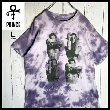 프린스 PRINCE 아티스트 티셔츠 구제 의류 타이다이 퍼플 L 사이즈