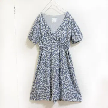 레이빔즈 원피스 카슈쿨풍 미니 길이 꽃무늬 블루 올 패턴