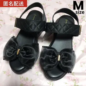 익명 배송 시마무라 아오키 미사코 리본 포함 샌들 블랙 M 사이즈