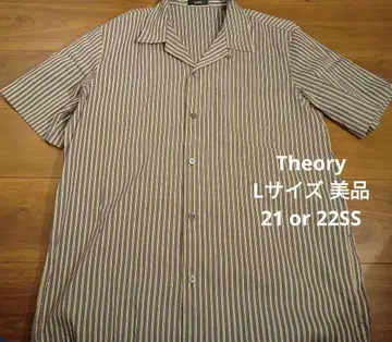 새상품급 Theory 띠어리 스트라이프 반팔 셔츠 L 사이즈 남성용