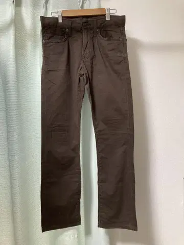 다크 브라운 슬림 핏 치노 팬츠 허리 35cm 남성용 S