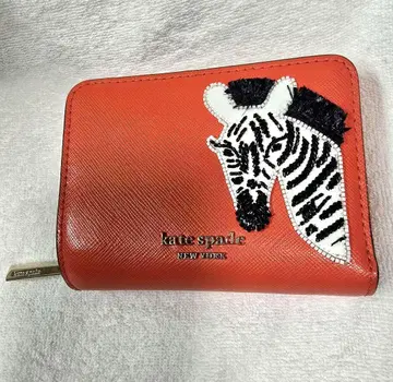 kate spade 제브라 자수 접이식 지갑 사파리 오렌지 시마