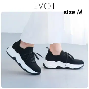 미사용 완판템 EVOL 니트 레이스업 스니커즈 M 블랙