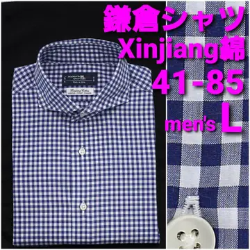 가마쿠라 셔츠 셔츠 41-85 남성용 L Xingiang 면 깅엄 체크