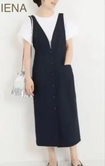 IENA 이에나 네이비 앞 버튼 점퍼 스커트 원피스 36