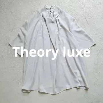 Theory luxe 보타이 블라우스 반팔 셔츠 풀오버 화이트 38