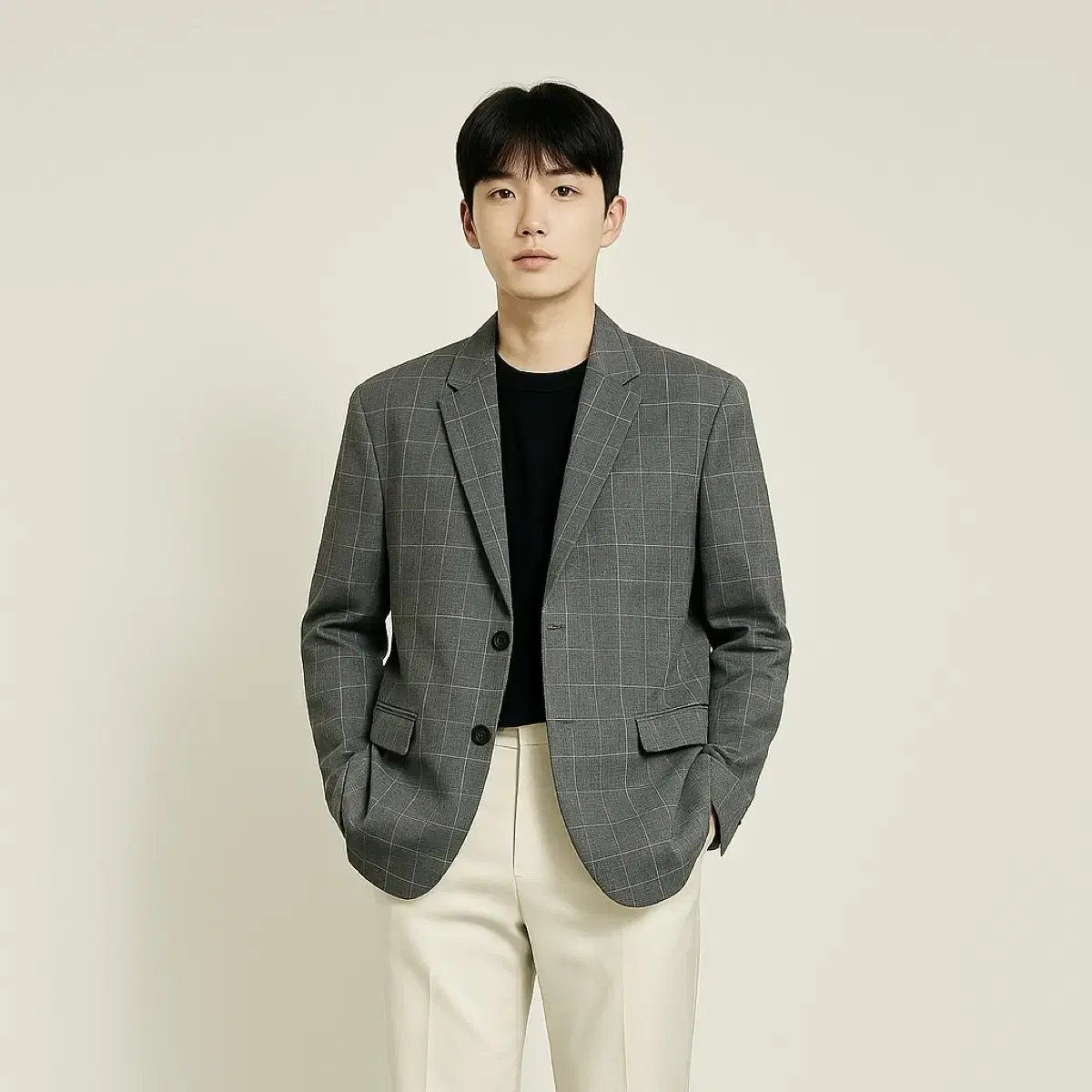 [남자 105]마인드브릿지 체크 투버튼 블레이저 자켓