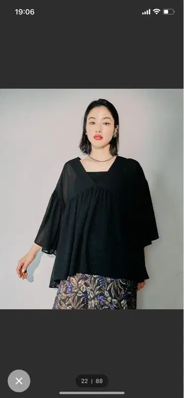 택 포함 렙심 개더 블라우스 튜닉