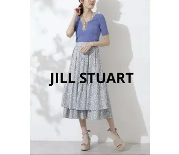 JILL STUART 보타니컬 롱 플레어 스커트 레이어드 S 스카이블루