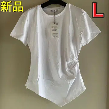 새상품 자라 비대칭 티셔츠 상의 화이트 L 여성용