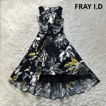 FRAY I.D 턱 프릴 튤 드레스 원피스 꽃무늬 사이즈 0 블랙