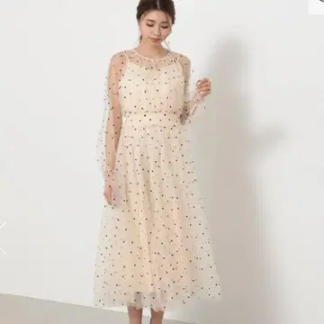 리엔다 튤 도트 플리츠 OP