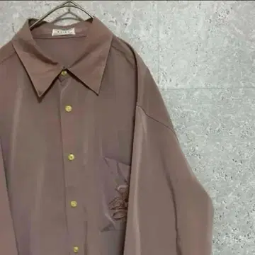 90년대 빈티지 자수 셔츠 폴리에스테르 남성용 M 구제 의류 개성파