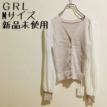 미사용 새상품 리브 니트 GRL 상의 시어 플리츠 M 사이즈