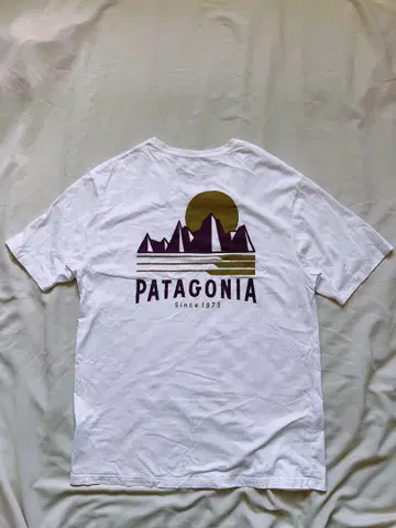 PATAGONIA 화이트 티셔츠 산 디자인
