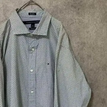 타미힐피거 올 패턴 셔츠 남성용 L 긴팔 원 포인트 구제 의류