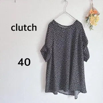 클러치 clutch 튜닉 반팔 도트 무늬 블랙 40 올 패턴 캐주얼