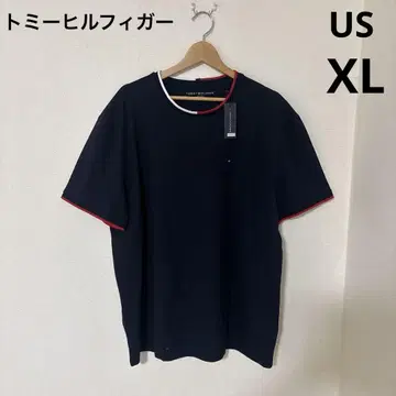 타미힐피거 US 사이즈 XL 네이비 일부 자수 티셔츠.