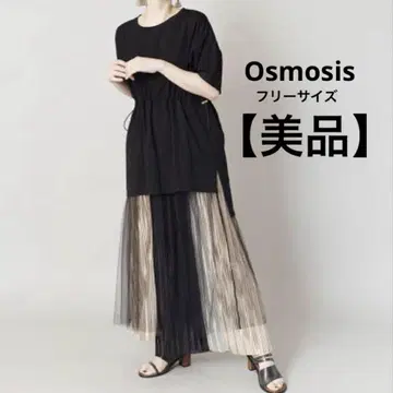 Osmosis 오즈모시스 튤 절개 원피스 롱 블랙 검정