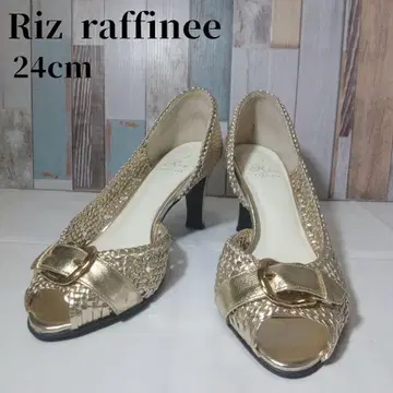 Riz raffinee 펌프스 24cm 골드 천연 가죽 일본제 미사용