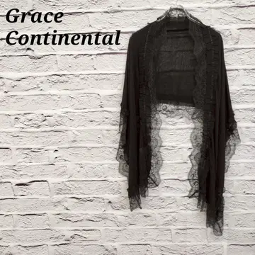 R4784 Grace Continental 스톨 레이스 비즈 자수 블랙