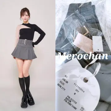다리치 비둘기 벨트 플리츠 미니 스커트 GRY 새상품 M