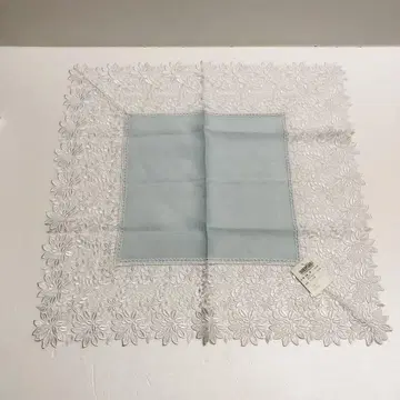 긴카자와 레이스 무릎담요 손수건 스카이블루 린넨